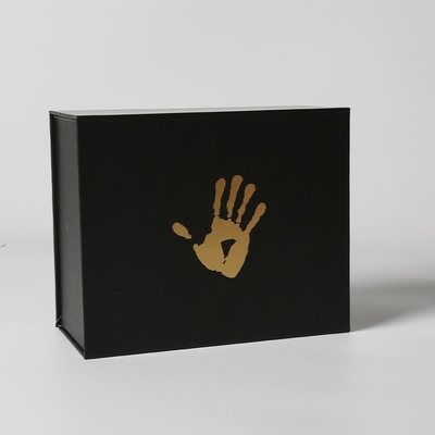 Scatola ripiegabile magnetica nera scatola regalo profumo con rivestimento di spugna e logo di timbrazione in foglio opaco