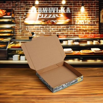 Matt lamination Brown Kraft Paper Pizza Box per imballaggio alimentare in forma personalizzata